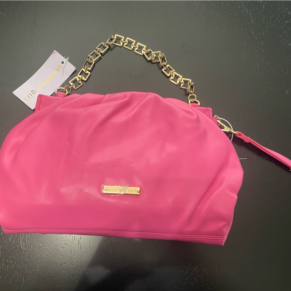 Madden Girl Pink Clutch with Gold Chain